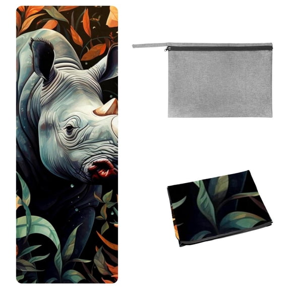 Rhinoceros Gym Towel with Storage Bag, 72.8"x26.8", Suitable for Yoga, Pilates, Fitness, Hot Yoga Towel, Yoga Mat Towel, Yoga Blankets