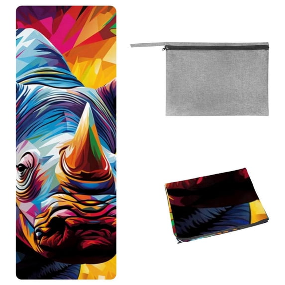 Rhinoceros Gym Towel with Storage Bag, 72.8"x26.8" - Suitable for Yoga, Pilates, Fitness - Yoga Blankets, Yoga Towel, Yoga Towels