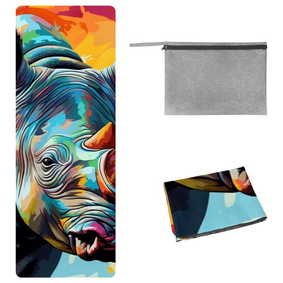 Rhinoceros Gym Towel with Storage Bag, 72.8"x26.8", Suitable for Yoga, Pilates, Fitness, etc. - Yoga Mat Towel, Gym Towels, Gym Towel