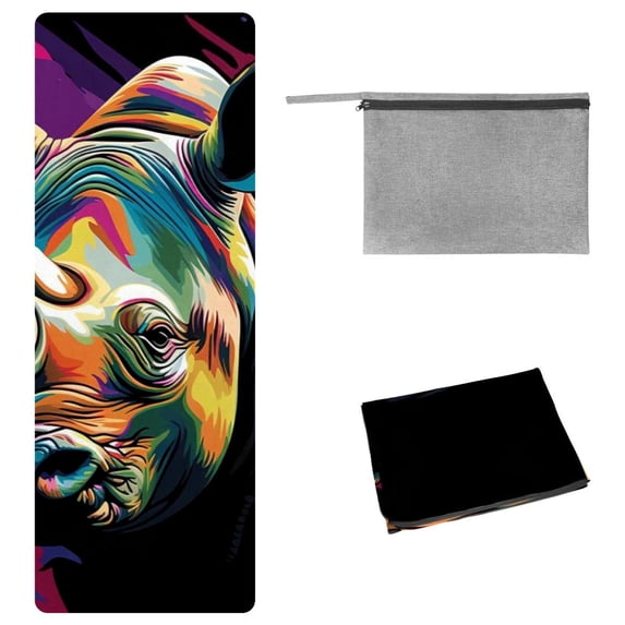 Rhinoceros Gym Towel with Storage Bag, 72.8"x26.8", Suitable for Yoga, Pilates, Fitness, etc. - Yoga Towel, Gym Towel, Yoga Blanket
