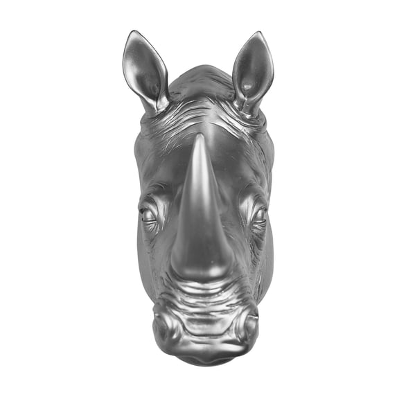 Hi-Line Gift Ltd 75642-B-SL Rhinoceros Head Wall Mount Art Silver Color