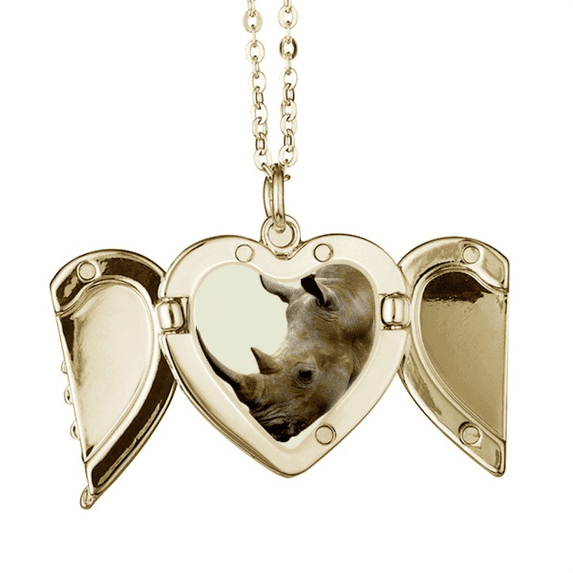 Rhinoceros Horn Side Ear Art Deco Fashion Folded Wings Peach Heart Pendant Necklace