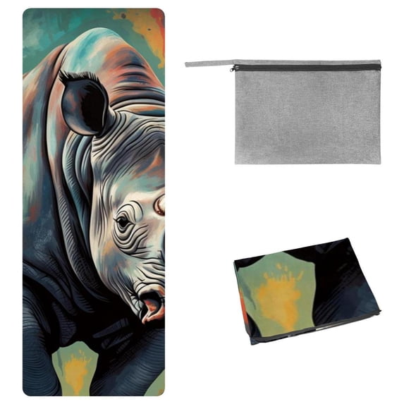 Rhinoceros Hot Yoga Towel with Storage Bag, 72.8"x26.8", Suitable for Yoga, Pilates, Fitness, etc. - Yoga Blankets, Yoga Towel