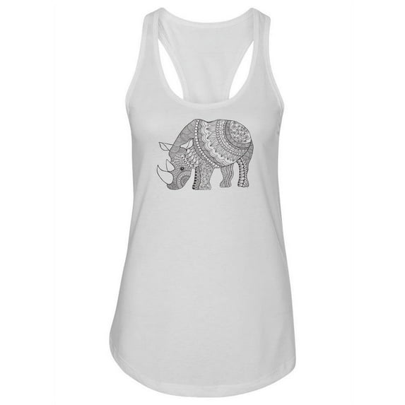 Rhinoceros In Zentangle Tank Women -Image by Shutterstock, Female Large