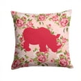 thumbnail image 1 of Rhinoceros Shabby Chic Pink Roses Fabric Decorative Pillow, 1 of 4