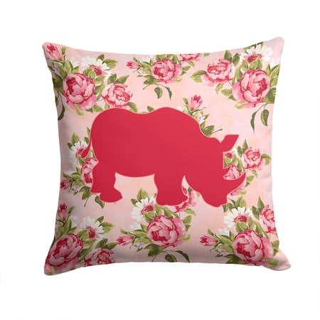 Rhinoceros Shabby Chic Pink Roses Fabric Decorative Pillow