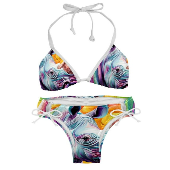 Rhinoceros Swimming Suits Women Bikini Sets, Detachable Sponge, Adjustable Strap, Two-Pack - Ideal for Beach and Pool Parties