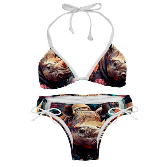 Rhinoceros Swimsuit Bikini Set with Detachable Sponge and Adjustable Strap, Two-Pack for Swimming Pool and Beach Parties