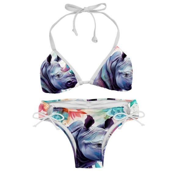 Rhinoceros Swimsuit Women Bikini Sets, Detachable Sponge Adjustable Strap Swim Suits, Two-Pack- Beachwear Pool Party Summer Vacation