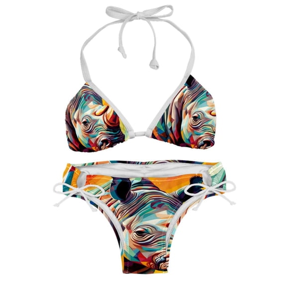 Rhinoceros Two-Pack Bikini Set with Detachable Sponge and Adjustable Strap, for Beach and Swimming Suit Scenes