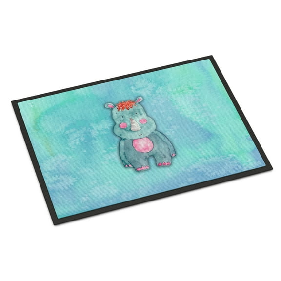 Rhinoceros Watercolor Doormat 18x27
