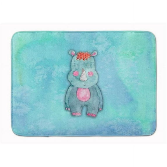 Rhinoceros Watercolor Machine Washable Memory Foam Mat