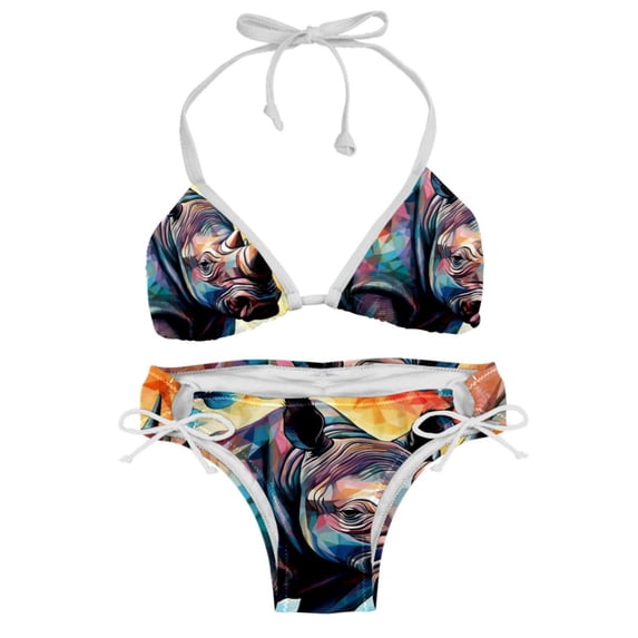 Rhinoceros Women's Detachable Sponge Adjustable Strap Bikini Set 2-Pack for Beach and Pool Parties