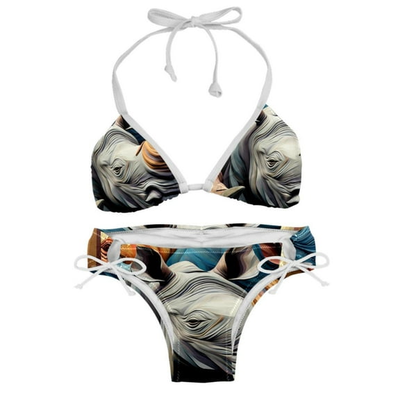Rhinoceros Women's Detachable Sponge Adjustable Strap Bikini Set Swimsuit - Two-Pack for Beach Pool Party