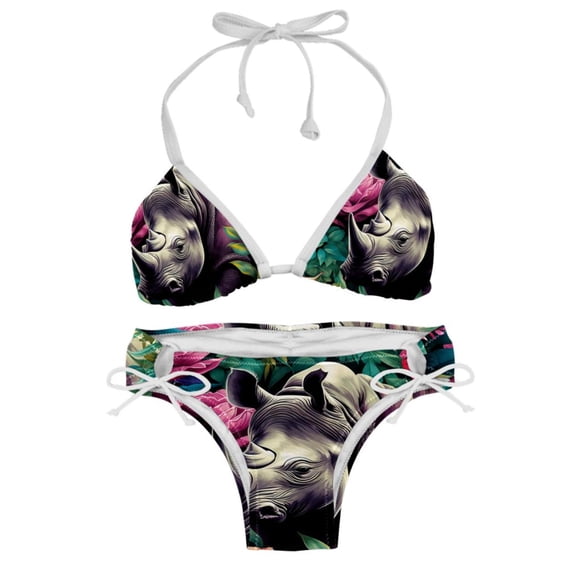 Rhinoceros Women's Detachable Sponge Adjustable Strap Bikini Set Swimsuit - Two-Pack for Beach Pool Party