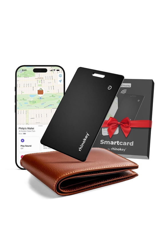 Apple MFi Certified Wallet Tracker Card Works with Apple Find My (iOS Only) Slim 0.07in Rechargeable IP68 Waterproof Tracker Item Finder AirTag Card with Keychain Hole for Luggage Tags