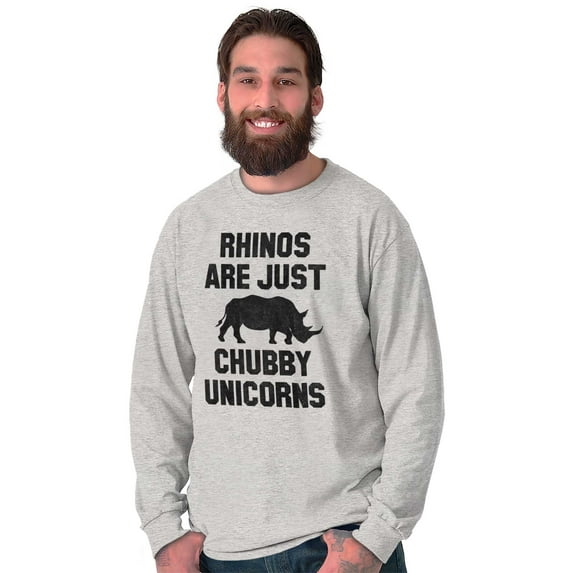 Rhinos Are Just Chubby Unicorns Plus Size Long Sleeve Graphic Tee Shirt Brisco Brands 2X