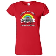 Rhinos Are Just Chubby Unicorns Printed Lady T-shirt Funny Tee Color Red Medium