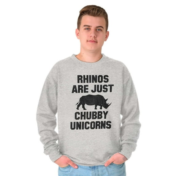 Rhinos Are Just Chubby Unicorns Sweatshirt for Men or Women Brisco Brands S
