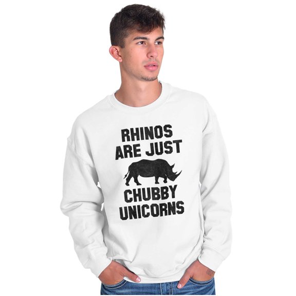 Rhinos Are Just Chubby Unicorns Unisex Plus Fleece Graphic Sweatshirt Brisco Brands 3X