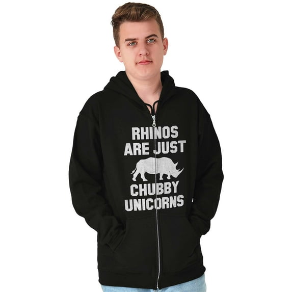 Rhinos Are Just Chubby Unicorns Zip Up Hoodie Men's Women's Brisco Brands S