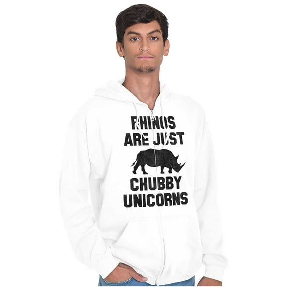 Rhinos Are Just Chubby Unicorns Zip Up Hoodie Men's Women's Brisco Brands S