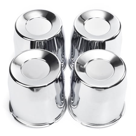 Rhinotuning 4PCS 4.21" Hub 4.25" H Push Through Wheel Center Caps Chrome Silver for Truck Trailer Wheels Rims