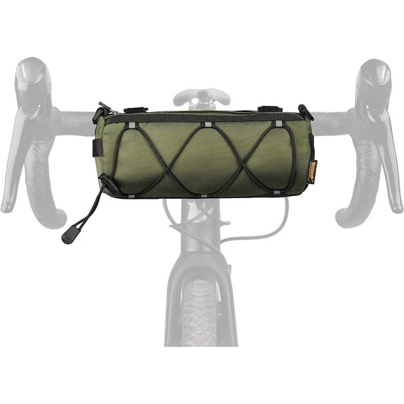 Rhinowalk Bike Handlebar Bag Bicycle Front Bag Roll Bag 2.4L with Shoulder Strap for Mountain Road Bike Cycling Accessories (Army Green)