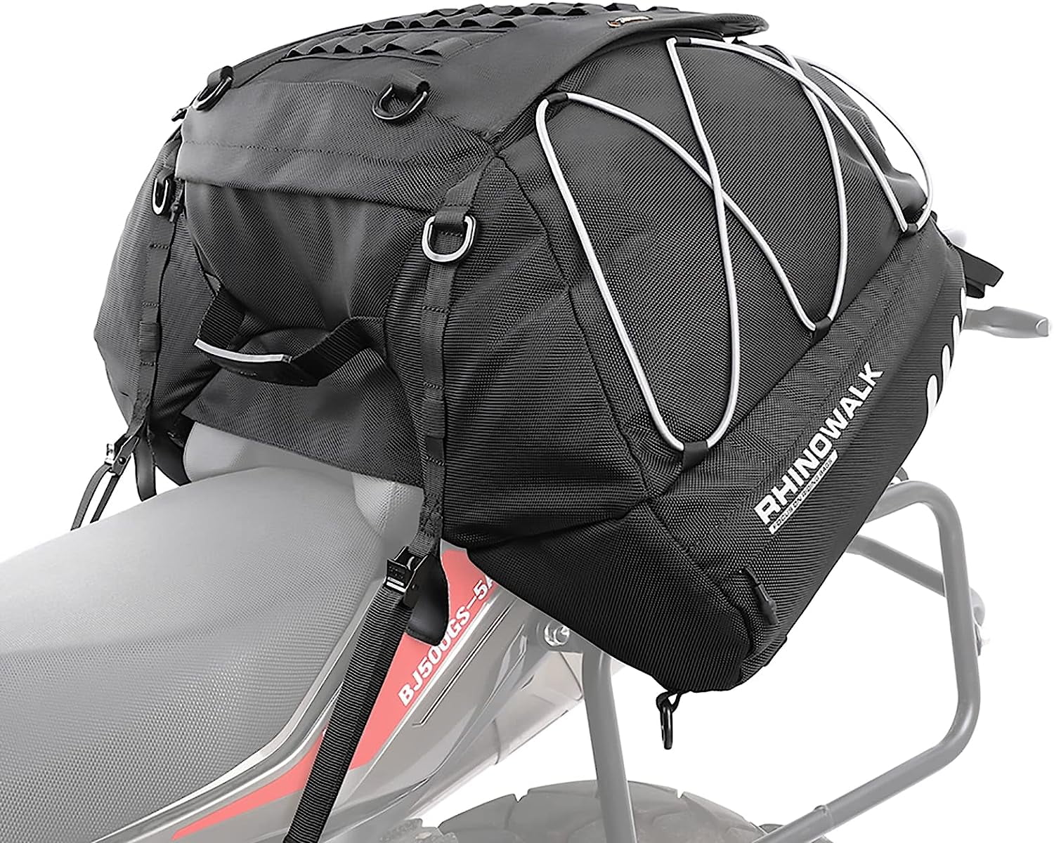 Rhinowalk Motorcycle Saddle Bags Motor Expandable Cargo Bag Powersports  Rack Bag Trunk Luggage Bag 35L-50L, Black