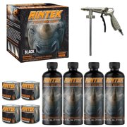 Rintek Black 1 Gallon Urethane Spray-On Truck Bed Liner Kit - 4 Bed Liners, 4 Hardeners and 1 Applicator Spray Gun - Easy 3 to 1 Mix Ratio, Just Mix, Shake and Shoot It - 95096