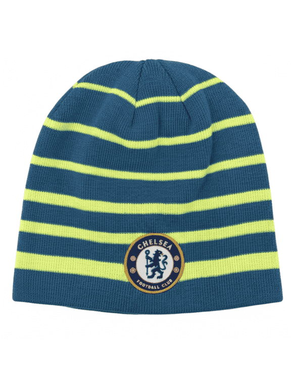 Chelsea FC Aqua/Neon Stripe Adult Knit Beanie, Acrylic, OSFM