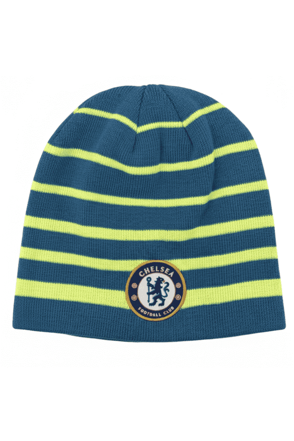 Chelsea FC Aqua/Neon Stripe Adult Knit Beanie, Acrylic, OSFM