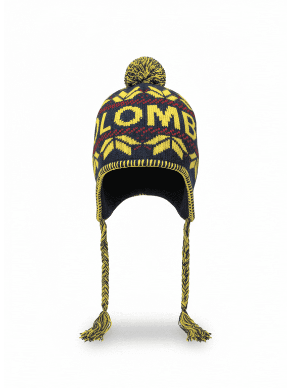 Colombia Soccer Fan Peruvian Beanie Hat, 100% Acrylic, Yellow/Blue