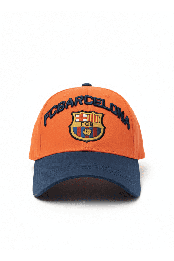FC Barcelona Baseball Hat, Cotton, Orange/Navy, Adjustable