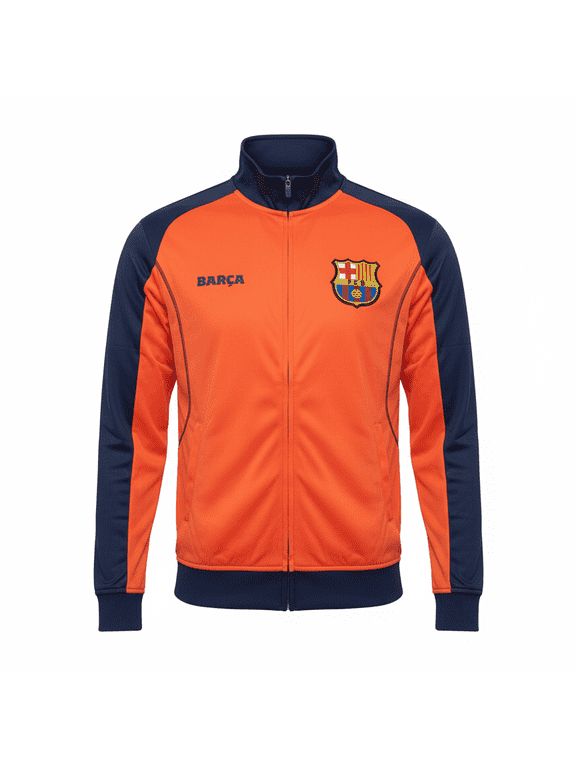FC Barcelona Track Jacket, Polyester, Orange/Navy, Adult S-XL