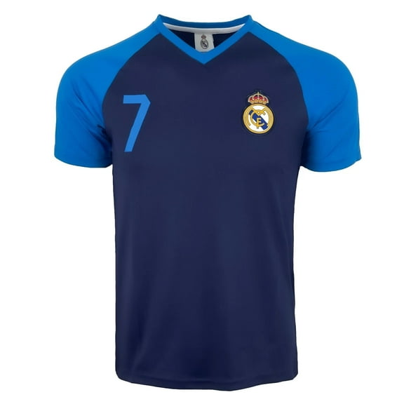 Rhinox Real Madrid #7 Soccer Jersey, Polyester, Navy/Sky, YS-YXL