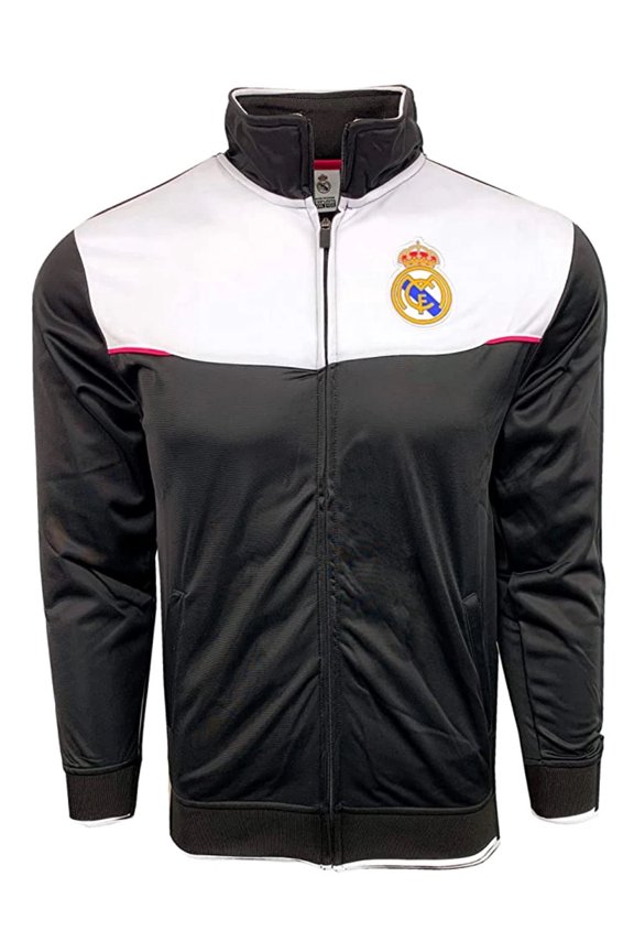 Real Madrid Soccer Track Jacket, Polyester, Black, YS-AXL