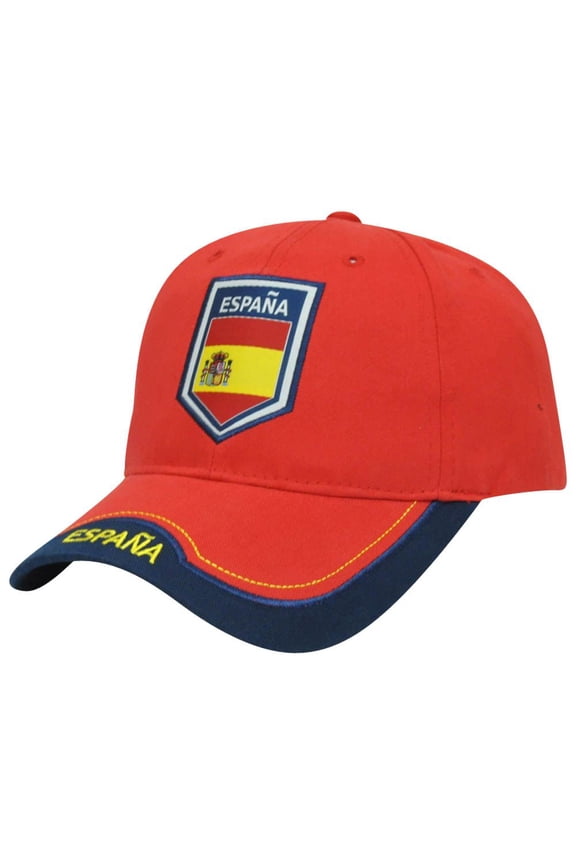 Spain Espana Flag Curved Bill Soccer Futbol Gorra Hat Cap Sun Buckle Red