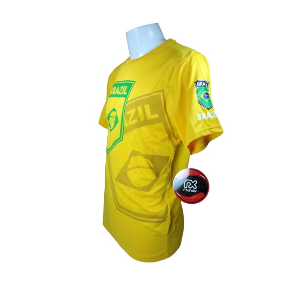 Rhinoxgroup Men Brazil Soccer Poly Shirt Jersey -02 Large