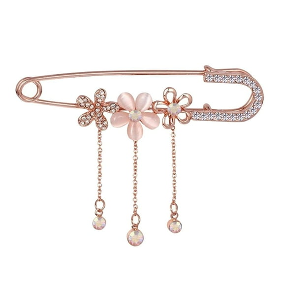 Rhinstone Crystal Accented Tassel Brooch