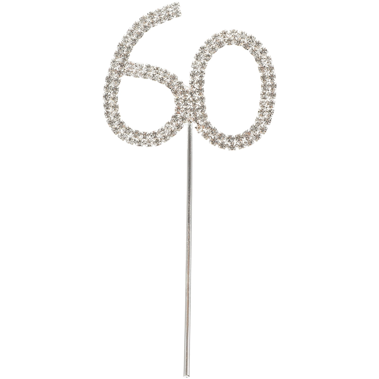 Rhinstone Decorated Cake Topper for 60th Wedding Anniversary / Birthday Party (Silver)