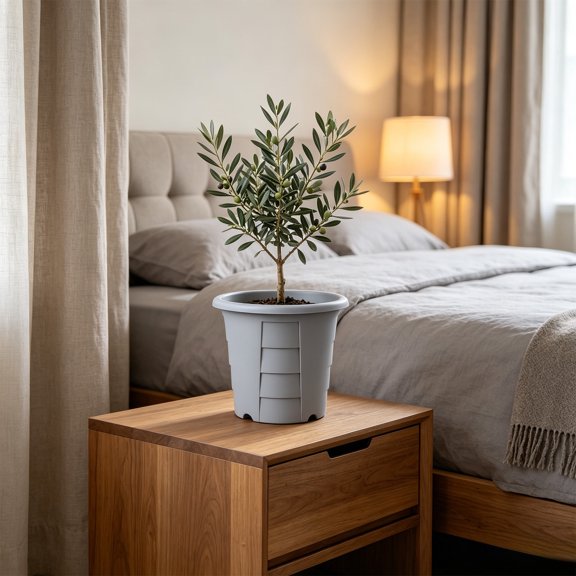 Rhizome Control Flower Container, Breathable Round Flowerpot, Anti-Rot Drainage Pot for HouseBonsain, Air Root Pruning Container, Healthy Root Growth SyLeaf​, Gray