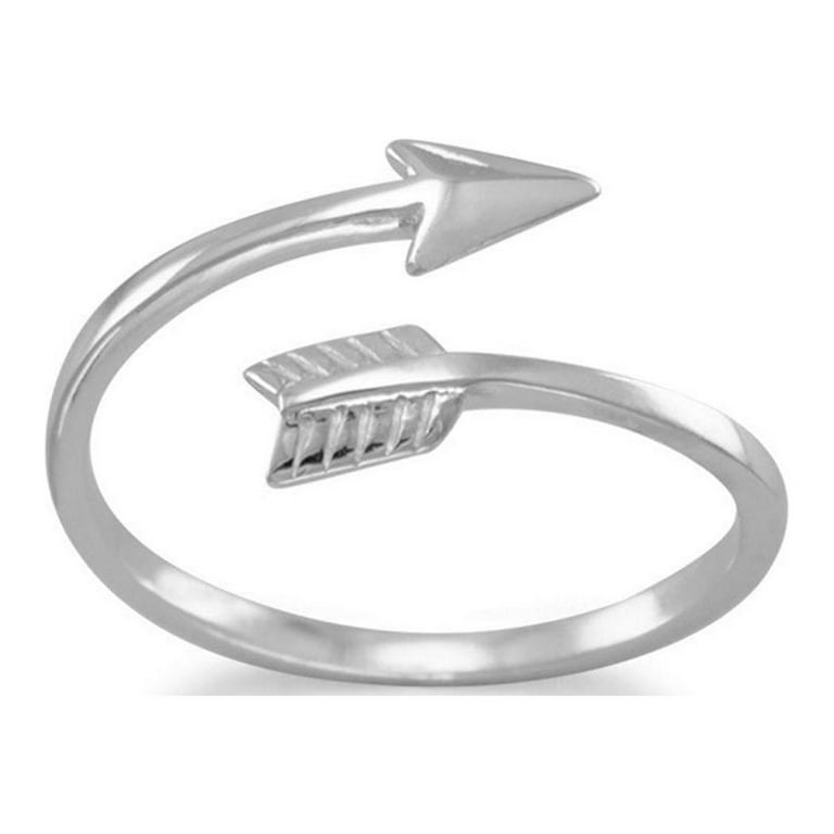 Rhod. P. 925 Sterling Silver Arrow Wrap Around Ring 1.5mm Wide Size 11 Jewelry for Women
