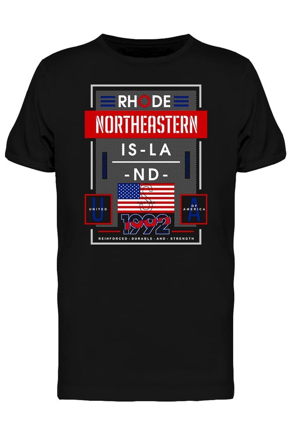 Rhode Island American Typography T-Shirt Men -Image by Shutterstock, Male Large