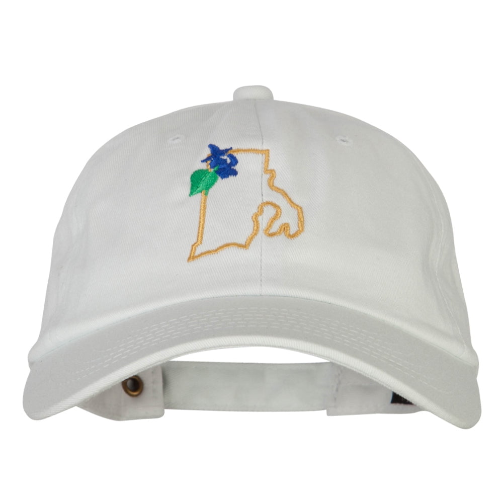 Rhode Island Common Blue Violet with Map Embroidered Unstructured ...