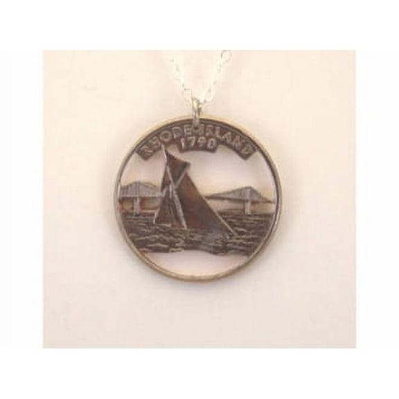 Rhode Island Cut-Out Coin Jewelry Necklace