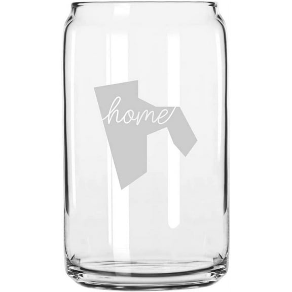 Rhode Island Home States Etched 16oz Libbey Can Glass