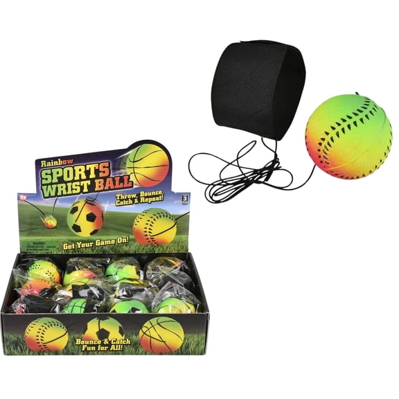 Rhode Island Novelty 2.25" Rainbow Sports Wrist Band Return Ball 12 Pack