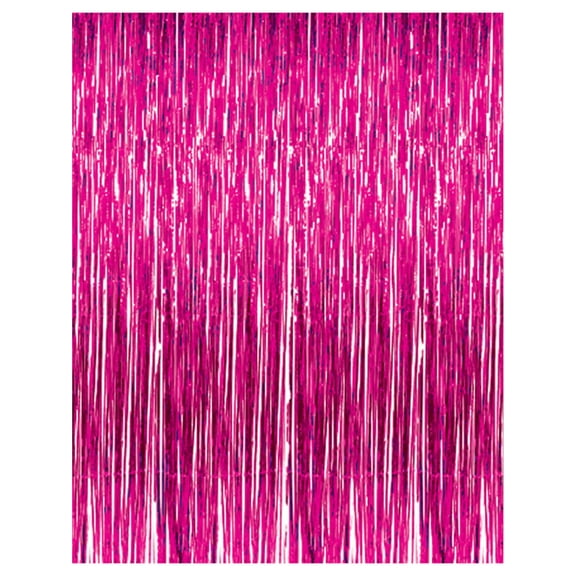 3' x 8' Fuchsia Tinsel Foil Fringe Door Window Curtain Party Decoration