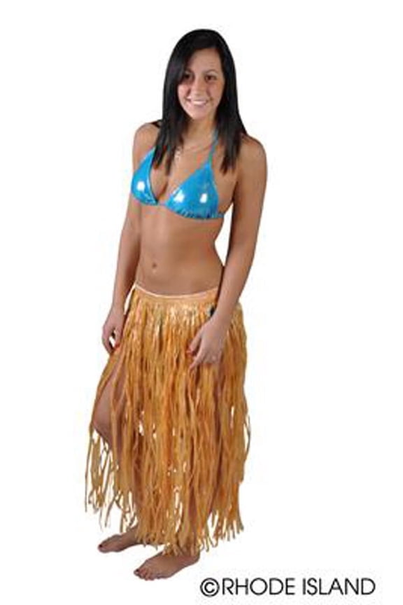 Rinco Hula Girl Hawaiian Luau 32"L Skirt, Natural, One Size Up to 42" Waist